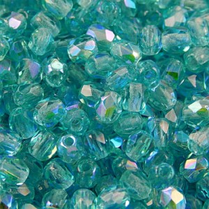 Koraliki szklane czeskie Fire Polish 3mm Teal AB (40szt.)