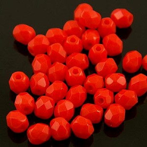 Koraliki szklane czeskie Fire Polish 3mm Opaque Lt Red (40szt.)