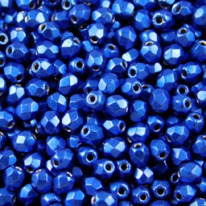 Koraliki szklane czeskie Fire Polish 3mm Saturated Metallic Marina (40szt.)