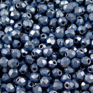 Koraliki szklane czeskie Fire Polish 3mm Saturated Metallic Little Boy Blue (40szt.)
