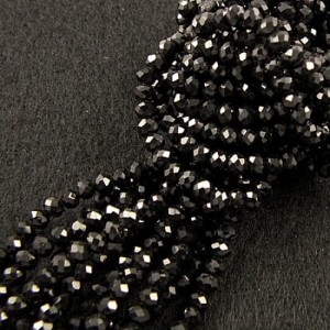 Koraliki szklane oponki fasetowane 3x2mm czarne (135szt.)