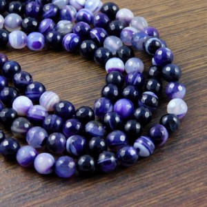 Agat pasiasty ametystowy kulki fasetowane 6mm (6szt.)