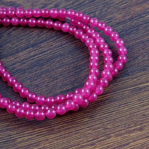 Jadeit kulki gładkie 4mm fuksja (10szt.)
