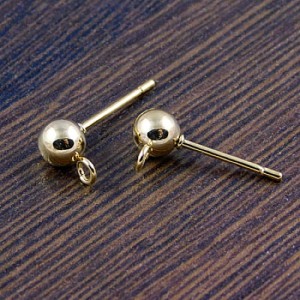 Złote sztyfty z kulką do kolczyków stal nierdzewna pozłacana 16x5mm (2szt.)