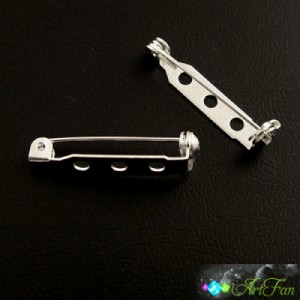 Baza agrafka podstawa broszki podłużna 26mm metalowa srebrna (4szt.)