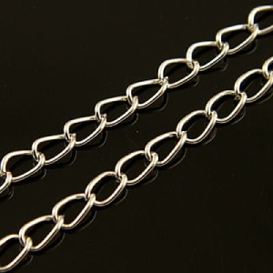 Srebrny łańcuszek na przedłużki metalowy 5x4mm (1metr)