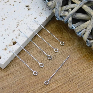 Szpilki jubilerskie z uszkiem 35x0.7mm stal chirurgiczna ciemne srebro (10szt.)