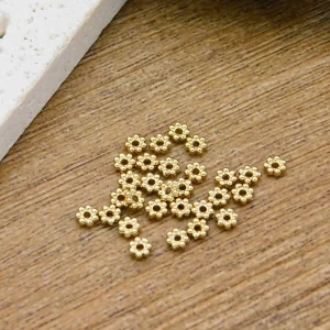 Złote separatory przekładki kwiatki stal chirurgiczna pozłacana 4x1.2mm (6szt.)