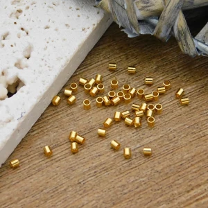 Złote rurki zaciskowe stopery do linki żyłki stal chirurgiczna pozłacana 1.5x1.5mm (10szt.)