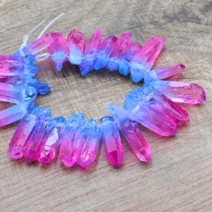 Kwarc sopel nieregularny 16-29x6-9mm niebiesko-różowy (1szt.)
