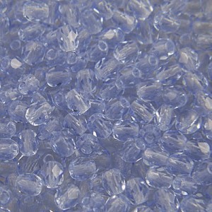 Szklane koraliki czeskie Fire Polish 4mm Light Sapphire (40szt.)