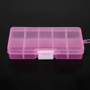 Różowe pudełko organizer na koraliki plastikowe 12.5x6.5x2cm (1szt.)