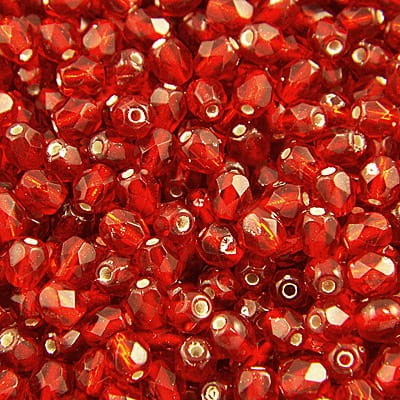 Koraliki Fire Polish ze szkła 4mm Silver Lined Siam Ruby (40szt.)