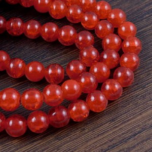 Kulki crackle ze szkła 8mm czerwone (około 100szt.)