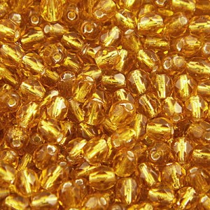 Koraliki Fire Polish ze szkła 4mm Silver Lined - Topaz (40szt.)