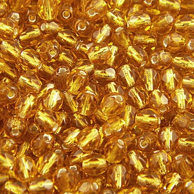 Koraliki Fire Polish ze szkła 4mm Silver Lined - Topaz (40szt.)