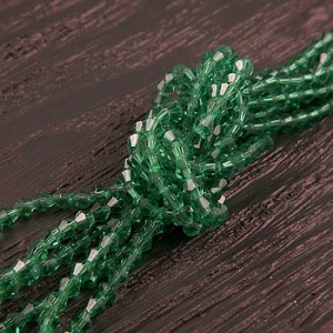 Kryształki bicone ze szkła 3mm ciemne zielone (110szt.)