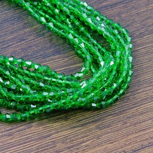 Kryształki bicone szklane 3mm zielone przezroczyste (110szt.)