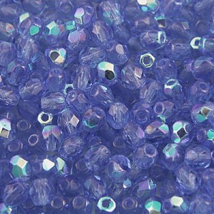 Czeskie koraliki szklane Fire Polish 4mm Sapphire AB (40szt.)