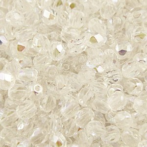 Czeskie koraliki szklane Fire Polish 4mm Crystal AB (40szt.)