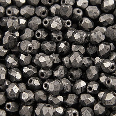 Koraliki Fire Polish ze szkła 4mm Matte Hematite (40szt)