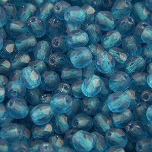 Koraliki Fire Polish ze szkła 4mm Matte Capri Blue (40szt.)