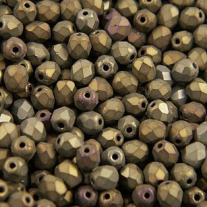 Koraliki Fire Polish ze szkła 4mm Matte Iris Brown (40szt.)