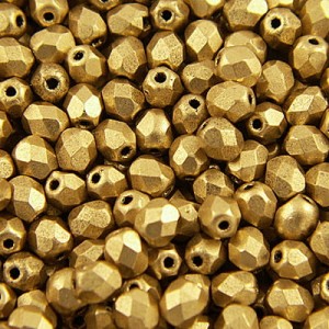 Koraliki szklane Fire Polish 4mm Matte Metallic Flax (40szt.)