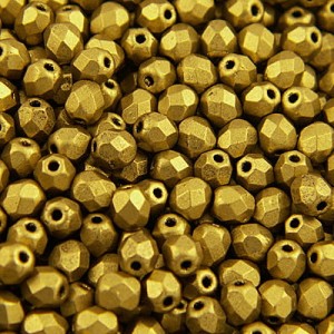 Koraliki Fire Polish ze szkła 4mm Matte Metallic Aztec Gold (40szt.)