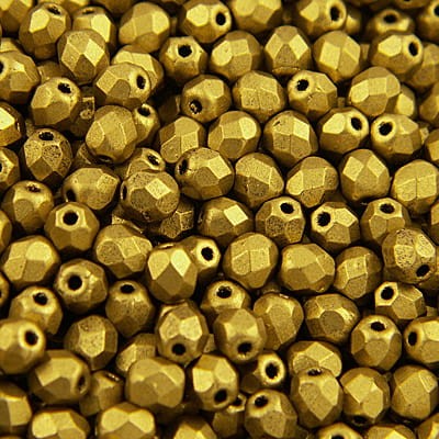 Koraliki Fire Polish ze szkła 4mm Matte Metallic Aztec Gold (40szt.)