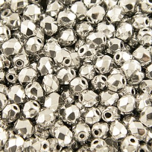 Koraliki Fire Polish ze szkła 4mm Silver (40szt.)