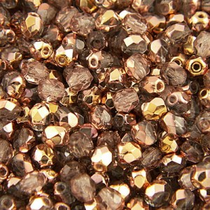 Koraliki Fire Polish ze szkła 4mm Copper-Lt. Sapphire (40szt.)