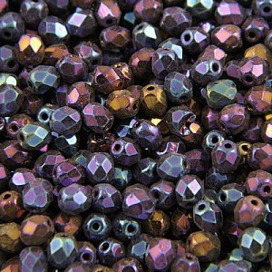 Koraliki Fire Polish ze szkła 4mm Iris Blue (40szt.)
