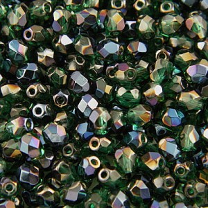 Koraliki Fire Polish ze szkła 4mm Blue Iris-Emerald (40szt.)