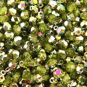 Koraliki Fire Polish ze szkła 4mm Vitral-Olivine (40szt.)