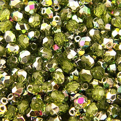 Koraliki Fire Polish ze szkła 4mm Vitral-Olivine (40szt.)