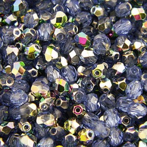 Koraliki Fire Polish ze szkła 4mm Vitral-Sapphire (40szt)