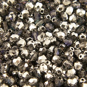 Koraliki Fire Polish ze szkła 4mm Crystal/Heliotrope (40szt.)