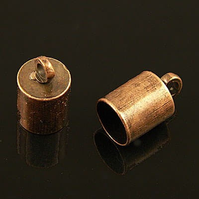Końcówki do wklejania z metalu 10mmx6mm wewnątrz 5.5mm miedziane (2szt)
