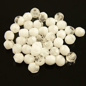 Koraliki Fire Polish ze szkła 4mm Crystal/White (40szt.)