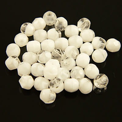 Koraliki Fire Polish ze szkła 4mm Crystal/White (40szt.)