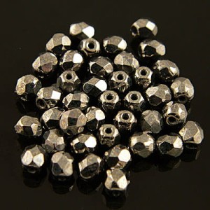 Koraliki Fire Polish ze szkła 4mm Hematite (40szt.)