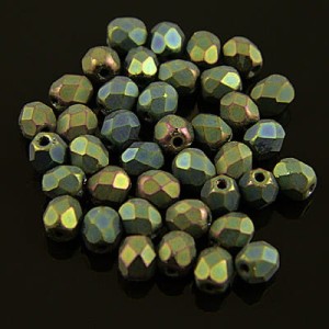Koraliki Fire Polish ze szkła 4mm Matte Iris Green (40szt.)