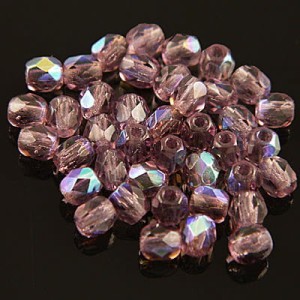 Koraliki Fire Polish ze szkła 4mm Dark Amethyst AB (40szt.)