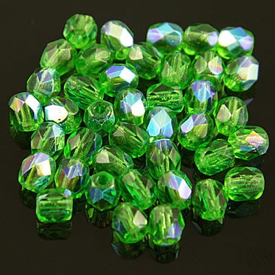 Koraliki Fire Polish ze szkła 4mm Green AB (40szt.)