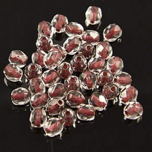 Koraliki Fire Polish ze szkła 4mm Burgundy Lined-Crystal (40szt.)