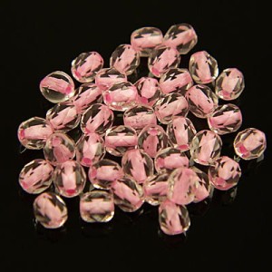 Koraliki Fire Polish ze szkła 4mm Crystal/Pink Lined (40szt.)