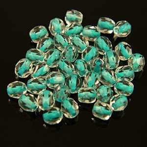 Koraliki Fire Polish ze szkła 4mm Green Turquoise Lined-Crystal (40szt.)