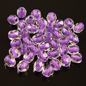 Czeskie koraliki szklane Fire Polish 4mm Violet Lined-Crystal (40szt.)