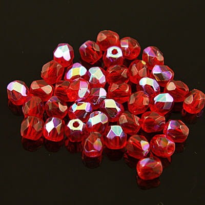 Koraliki Fire Polish ze szkła 4mm Siam Ruby AB (40szt)